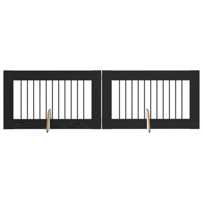 Cancello per cani con supporti 2 pcs Rovere Nero 100 x 60 cm | homemem39