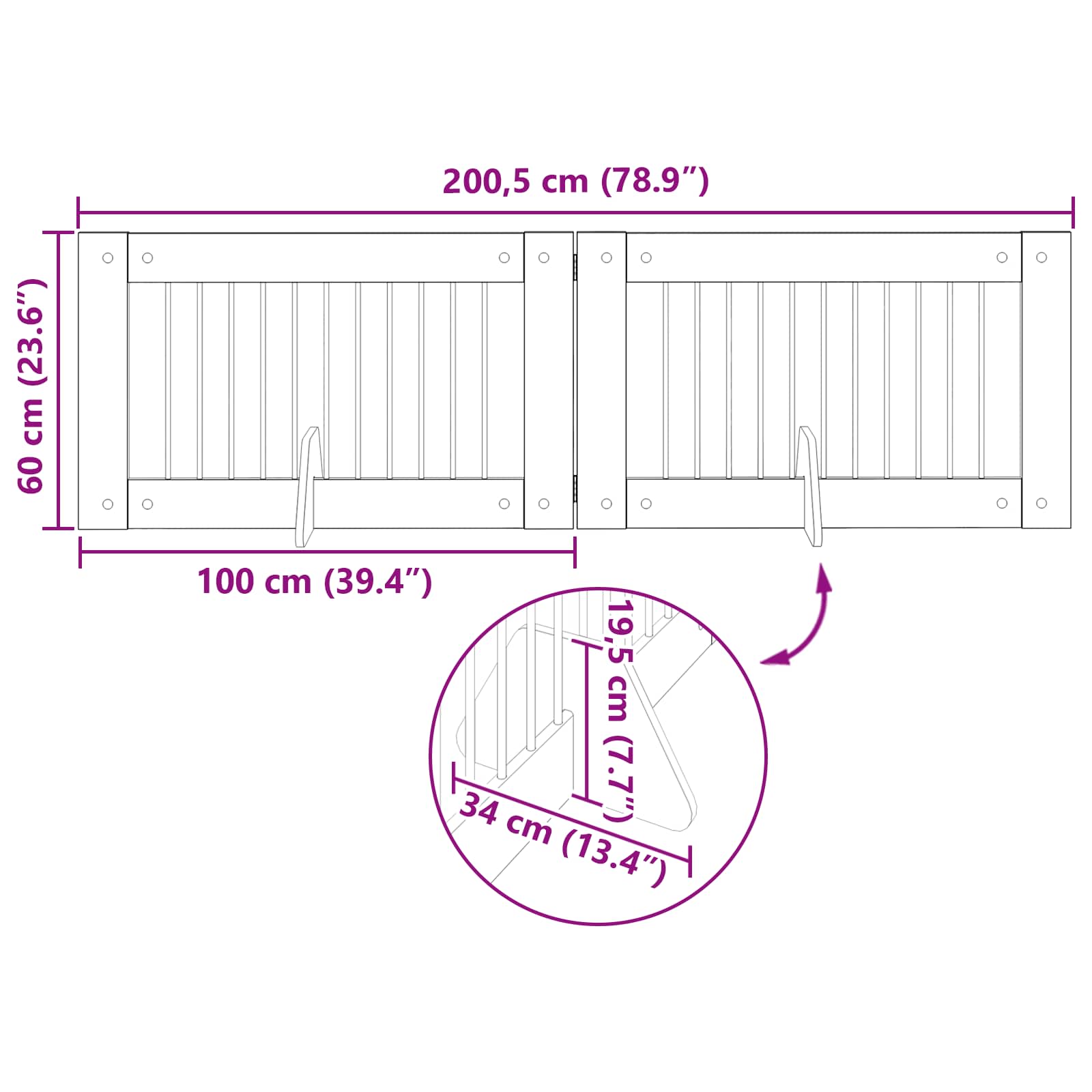 Cancello per cani con supporti 2 pcs Rovere Nero 100 x 60 cm | homemem39