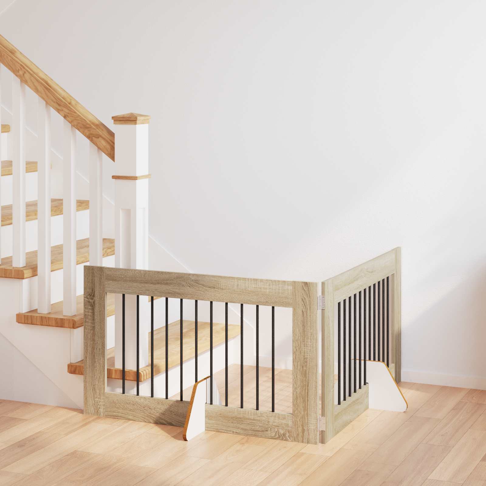 Cancello per cani con supporti 2 pcs Rovere Sonoma 100 x 60 cm | homemem39