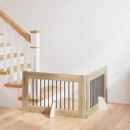 Cancello per cani con supporti 2 pcs Rovere Sonoma 100 x 60 cm | homemem39
