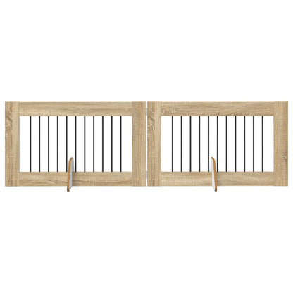 Cancello per cani con supporti 2 pcs Rovere Sonoma 100 x 60 cm | homemem39