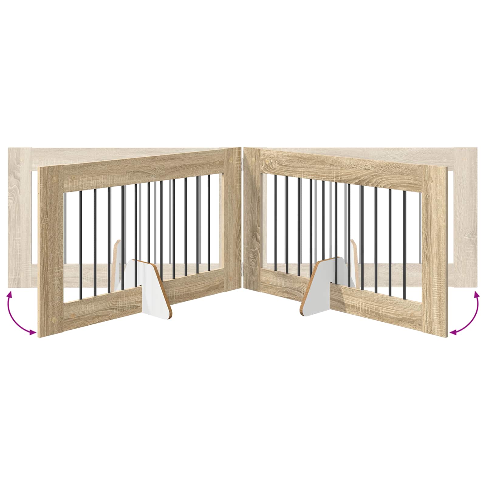 Cancello per cani con supporti 2 pcs Rovere Sonoma 100 x 60 cm | homemem39