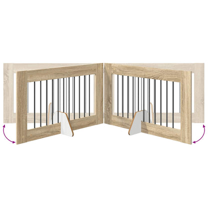 Cancello per cani con supporti 2 pcs Rovere Sonoma 100 x 60 cm | homemem39