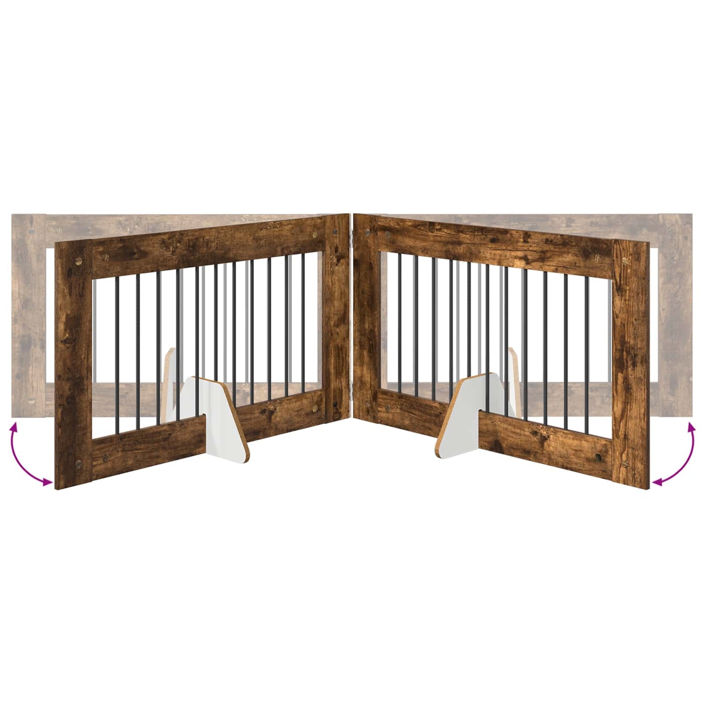 Cancello per cani con supporti 2 pcs Rovere Fumo 100 x 60 cm | homemem39