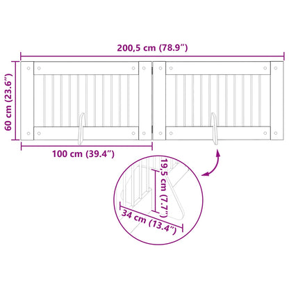 Cancello per cani con supporti 2 pcs Rovere Fumo 100 x 60 cm | homemem39