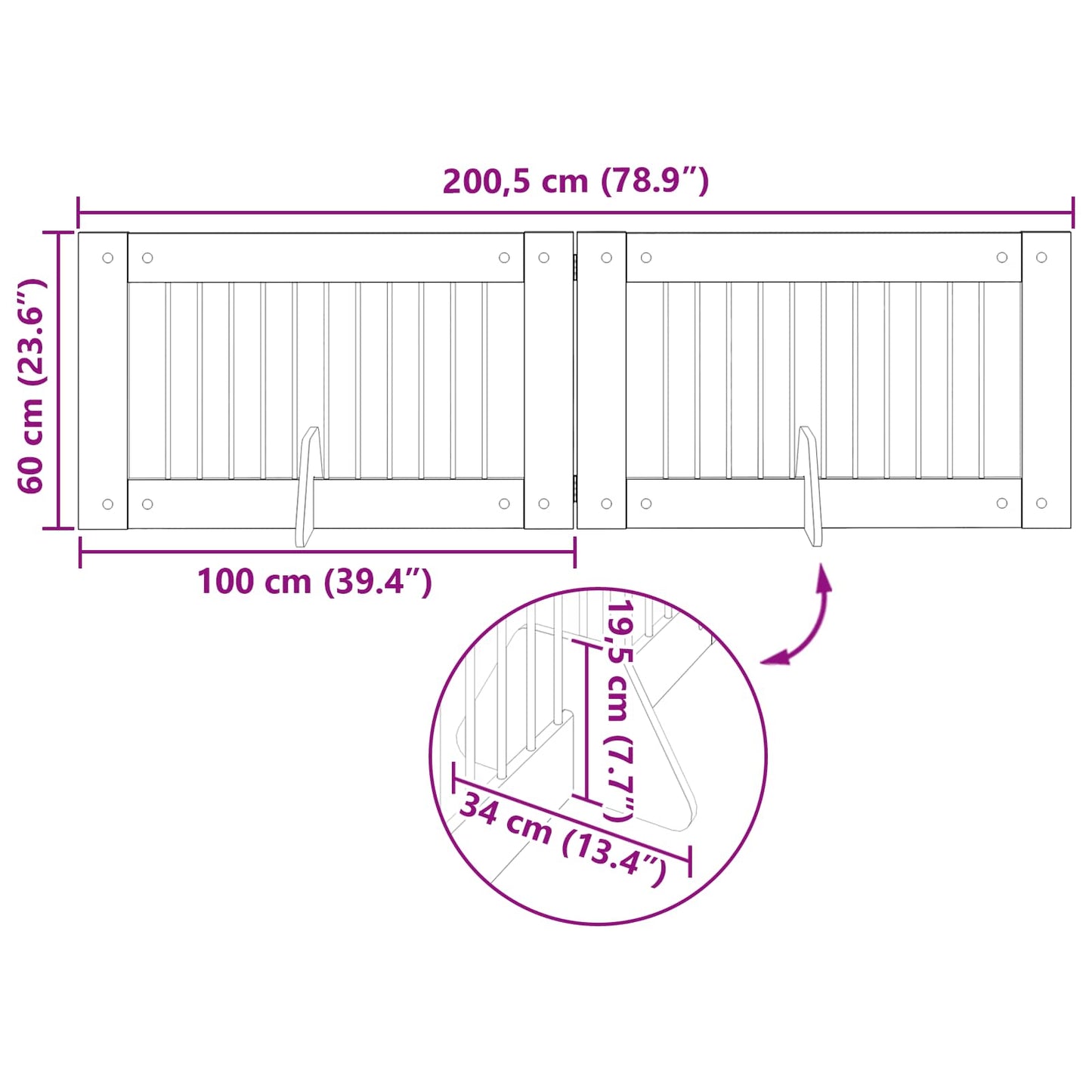 Cancello per cani con supporti 2 pcs Grigio Sonoma 100 x 60 cm | homemem39