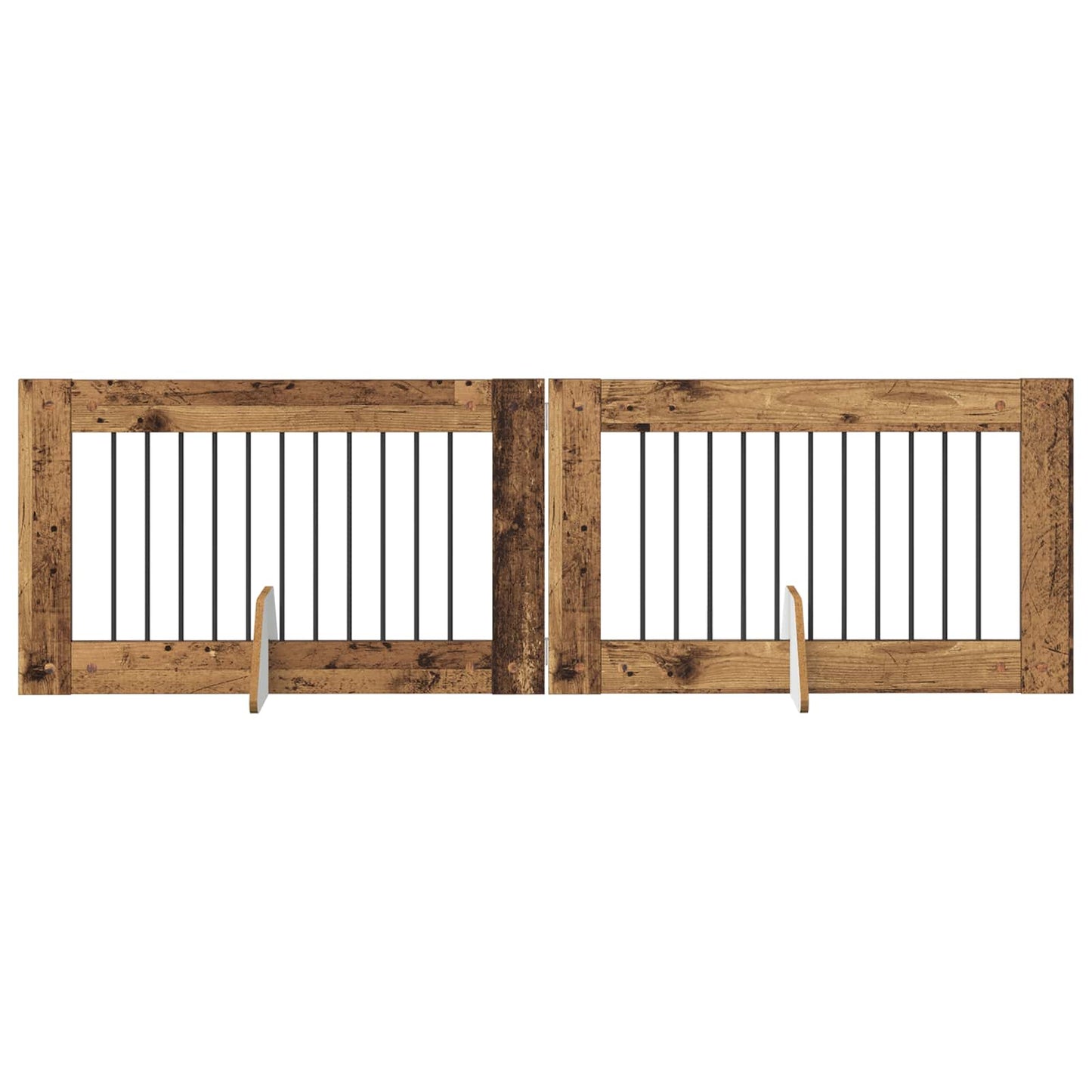 Cancello per cani con supporti 2 pcs Legno antico 100 x 60 cm | homemem39