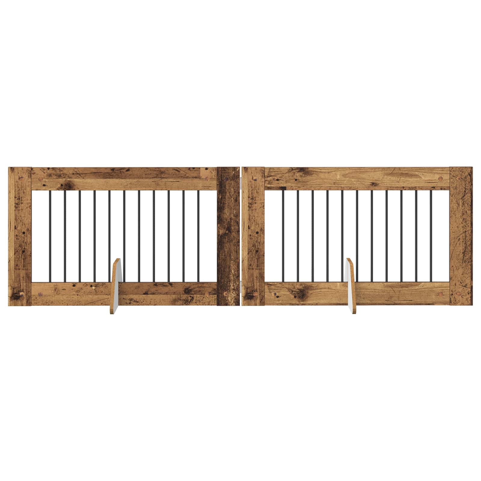 Cancello per cani con supporti 2 pcs Legno antico 100 x 60 cm | homemem39
