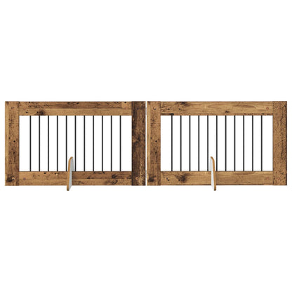 Cancello per cani con supporti 2 pcs Legno antico 100 x 60 cm | homemem39