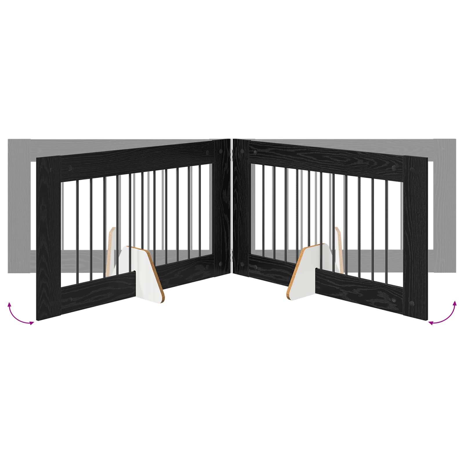 Cancello per cani con supporti 4 pcs Rovere Nero 100 x 60 cm | homemem39