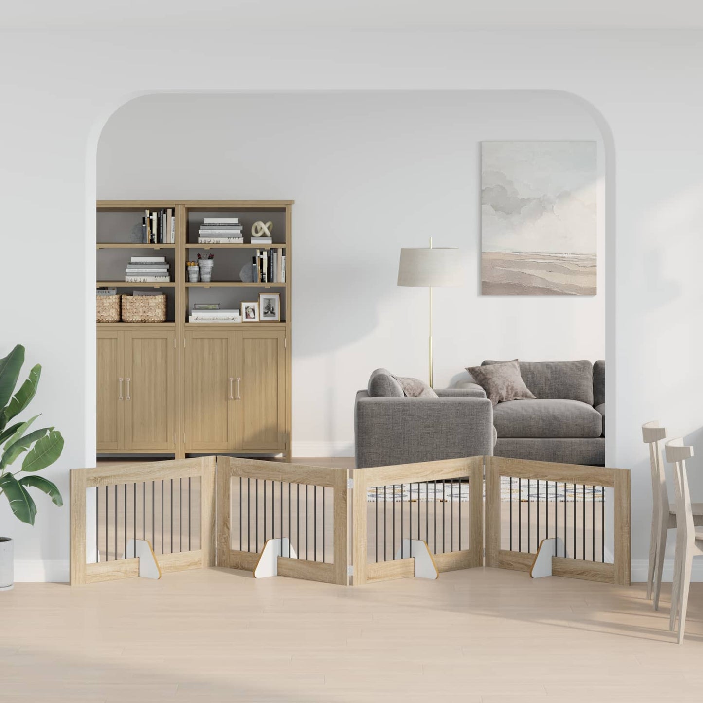 Cancello per cani con supporti 4 pcs Rovere Sonoma 100 x 60 cm | homemem39