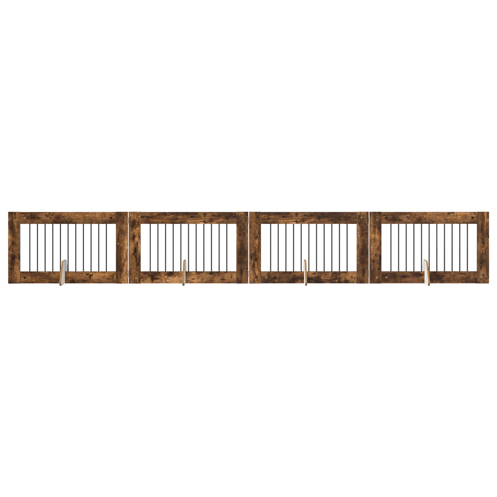 Cancello per cani con supporti 4 pcs Rovere Fumo 100 x 60 cm | homemem39
