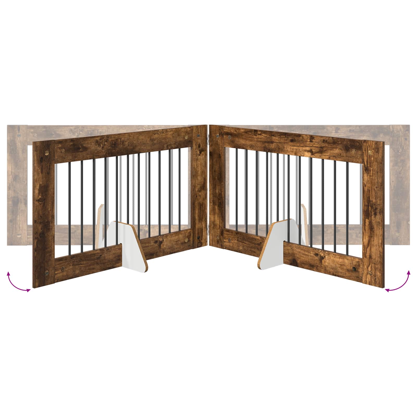 Cancello per cani con supporti 4 pcs Rovere Fumo 100 x 60 cm | homemem39