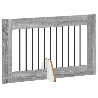 Cancello per cani con supporti 4 pcs Grigio Sonoma 100 x 60 cm