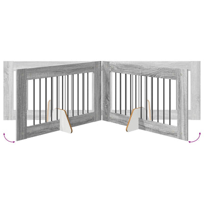 Cancello per cani con supporti 4 pcs Grigio Sonoma 100 x 60 cm | homemem39