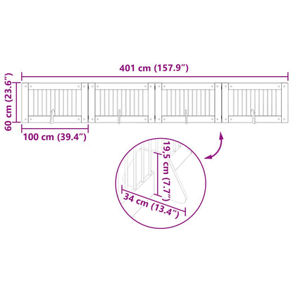Cancello per cani con supporti 4 pcs Grigio Sonoma 100 x 60 cm | homemem39