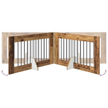 Cancello per cani con supporti 4 pcs Legno antico 100 x 60 cm | homemem39
