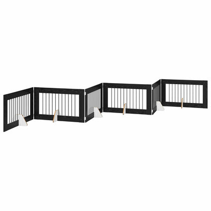 Cancello per cani con supporti 6 pcs Rovere Nero 100 x 60 cm | homemem39