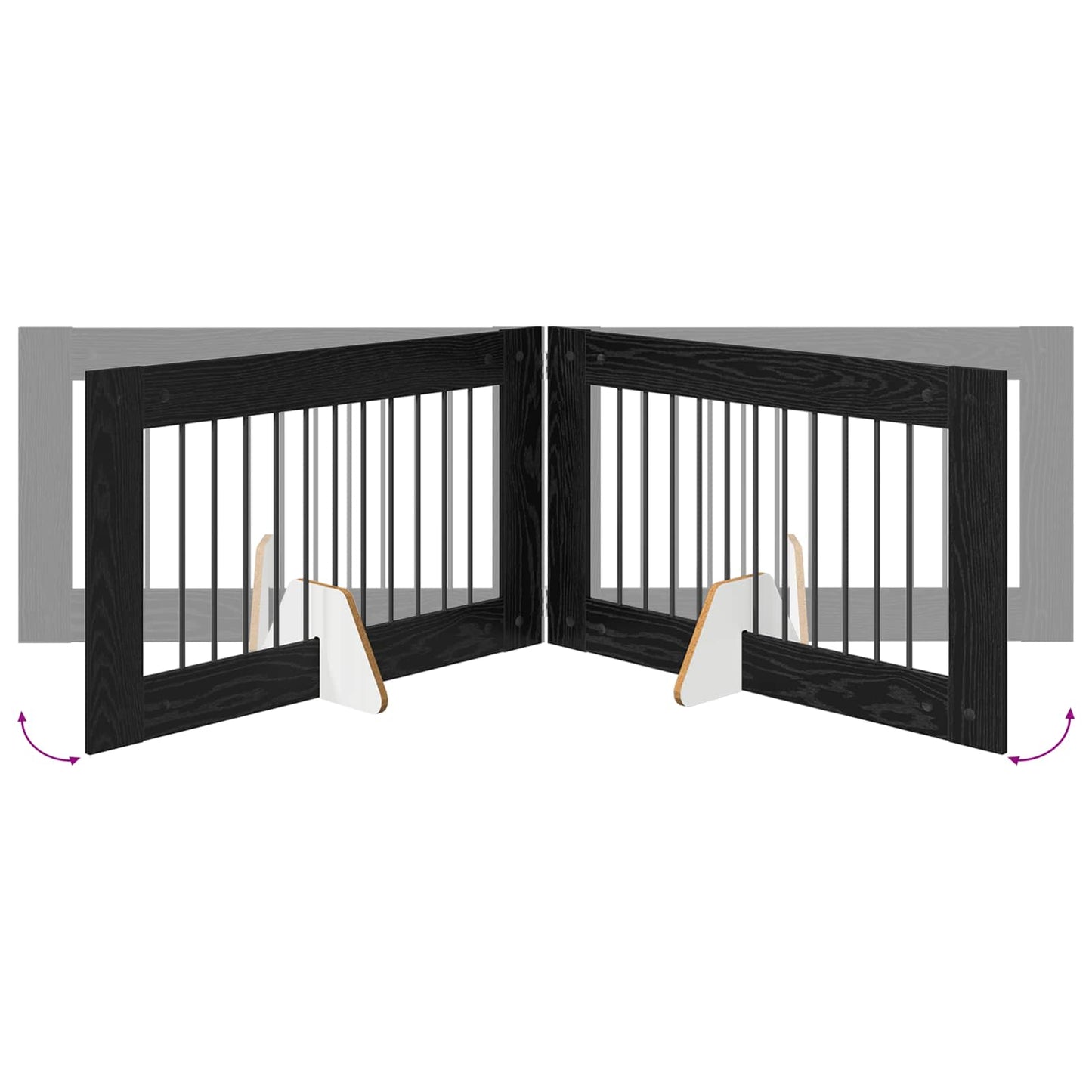 Cancello per cani con supporti 6 pcs Rovere Nero 100 x 60 cm | homemem39