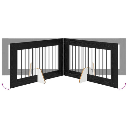 Cancello per cani con supporti 6 pcs Rovere Nero 100 x 60 cm | homemem39