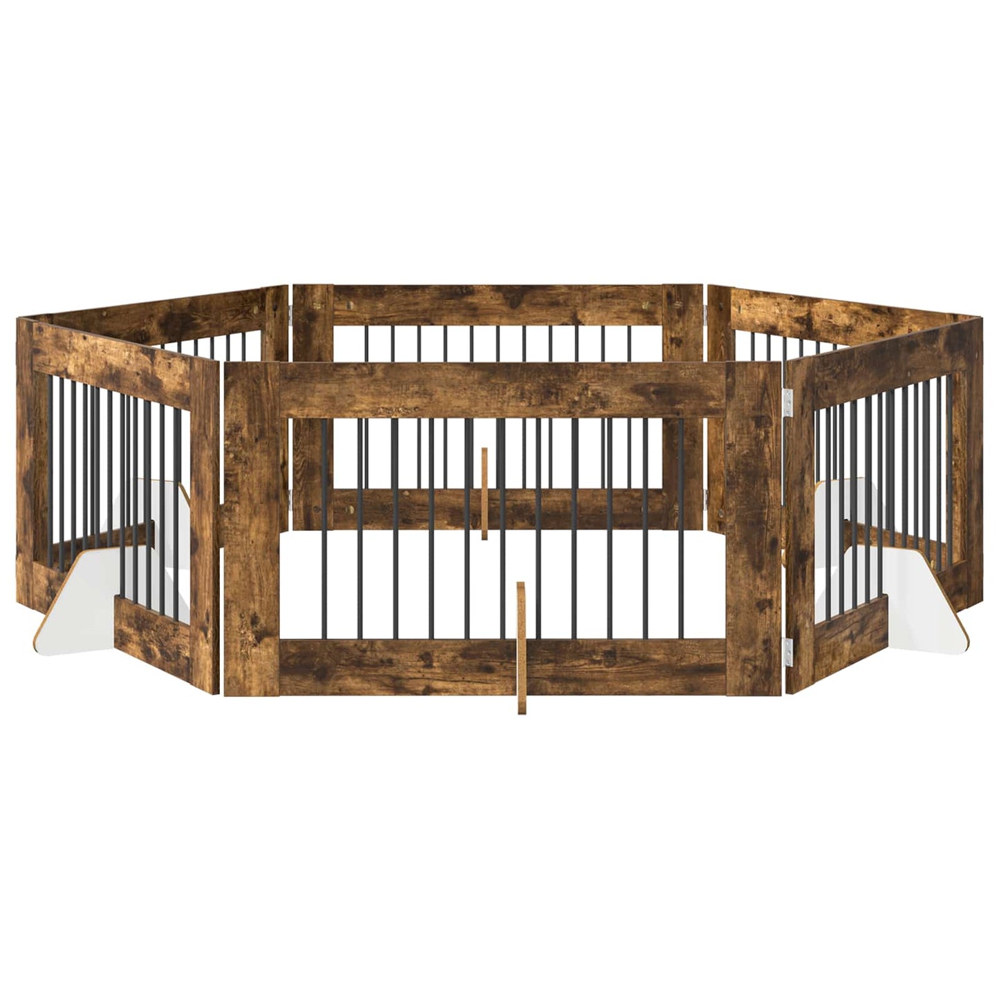 Cancello per cani con supporti 6 pcs Rovere Fumo 100 x 60 cm | homemem39