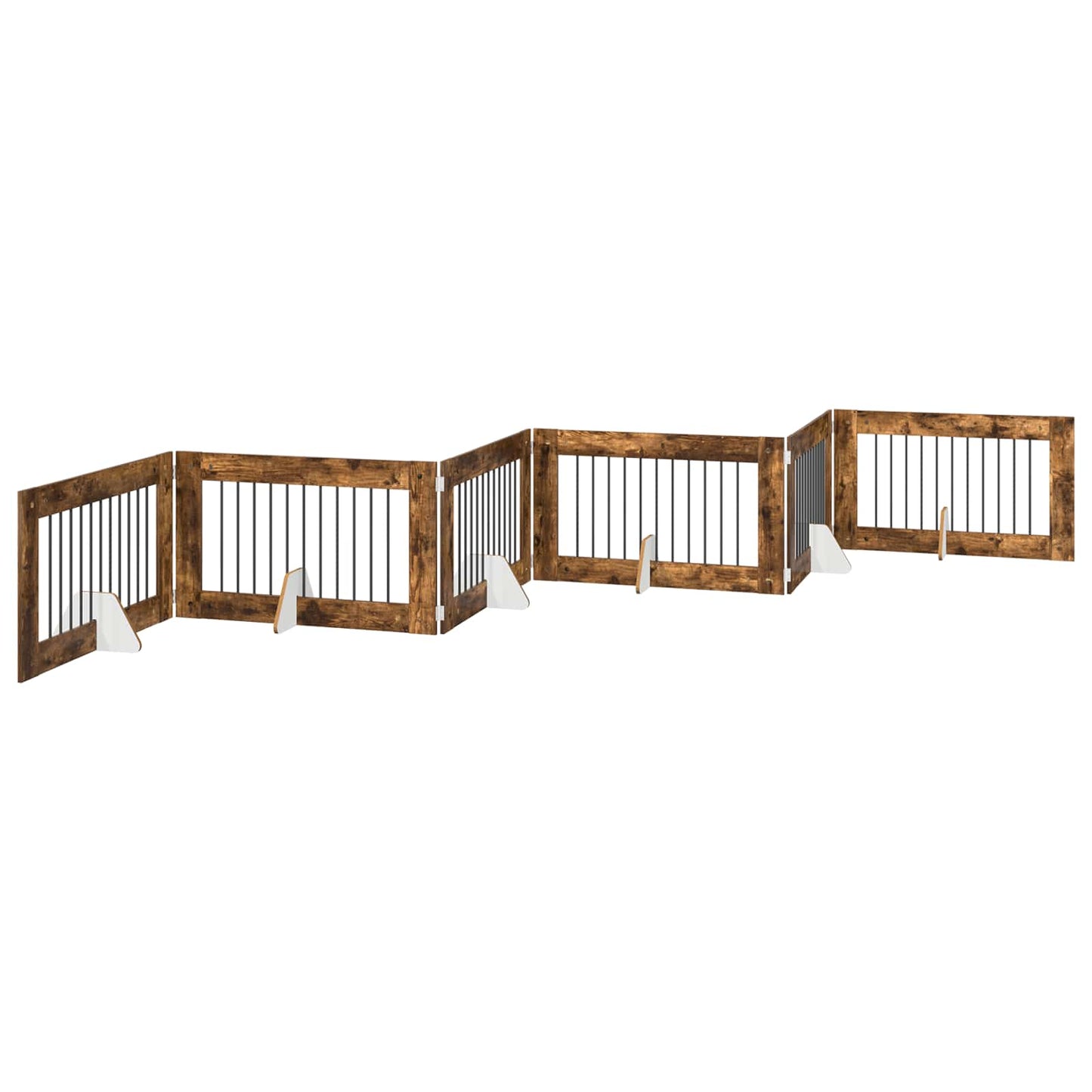 Cancello per cani con supporti 6 pcs Rovere Fumo 100 x 60 cm | homemem39