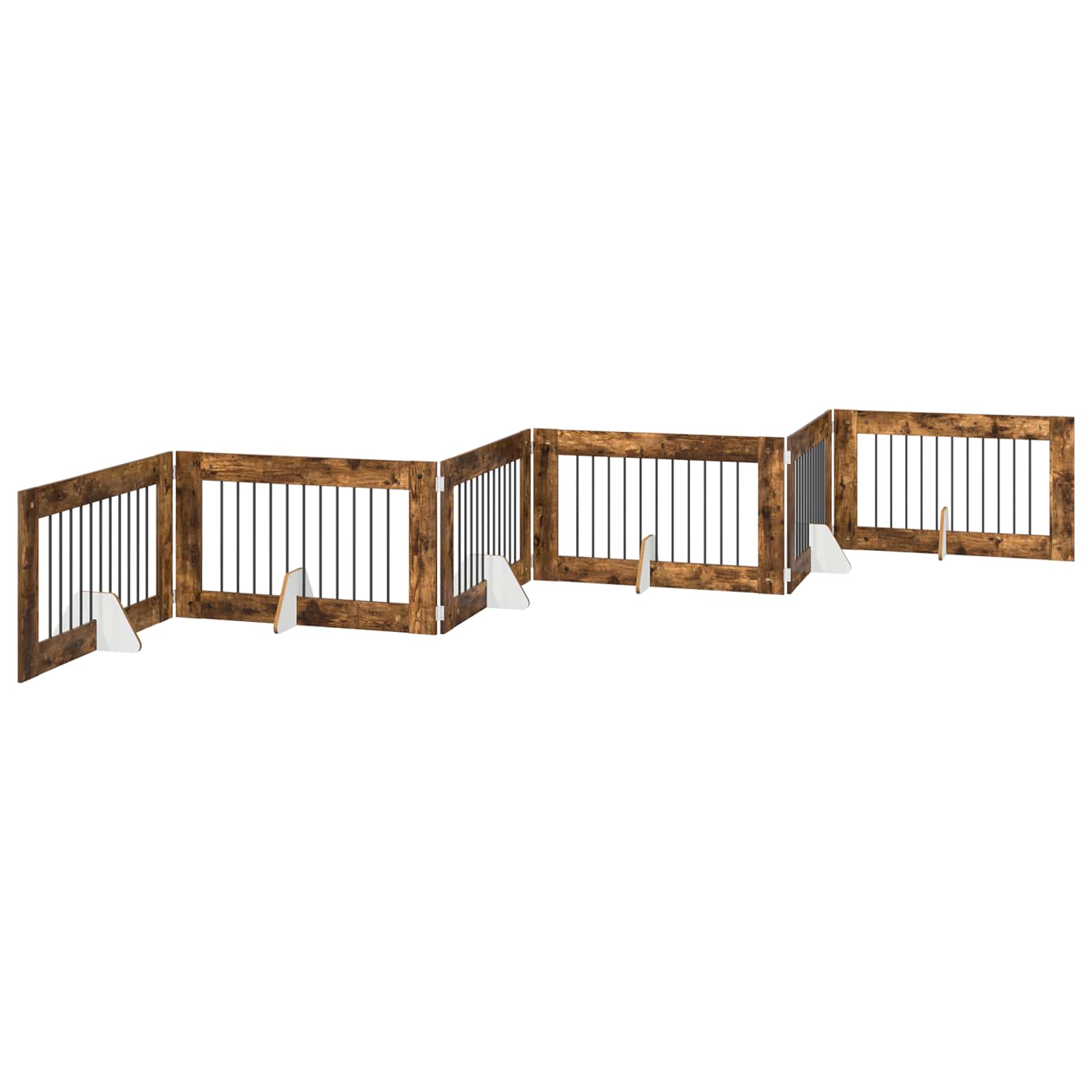 Cancello per cani con supporti 6 pcs Rovere Fumo 100 x 60 cm | homemem39