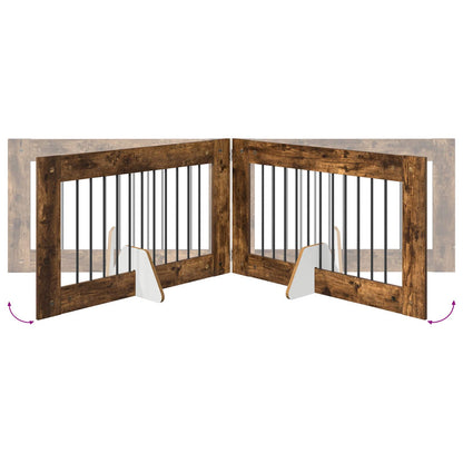 Cancello per cani con supporti 6 pcs Rovere Fumo 100 x 60 cm | homemem39
