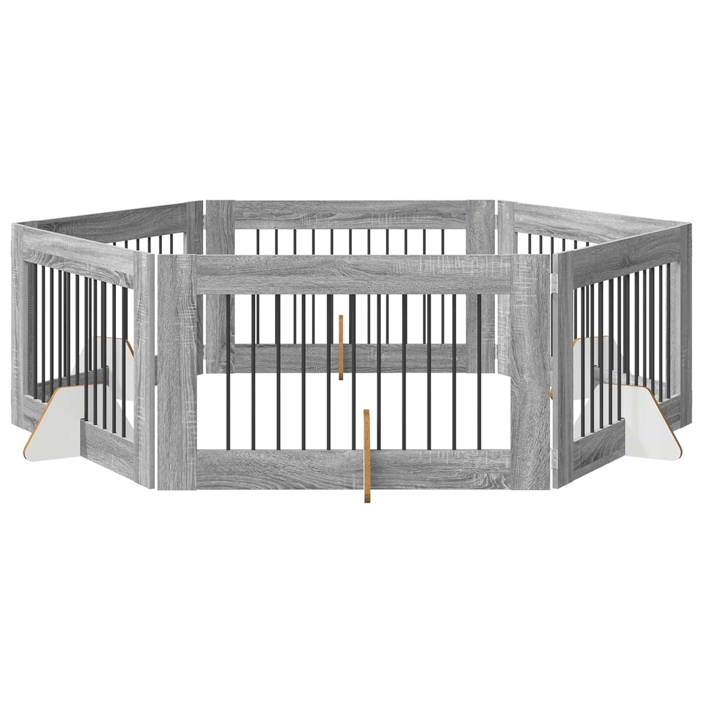 Cancello per cani con supporti 6 pcs Grigio Sonoma 100 x 60 cm | homemem39