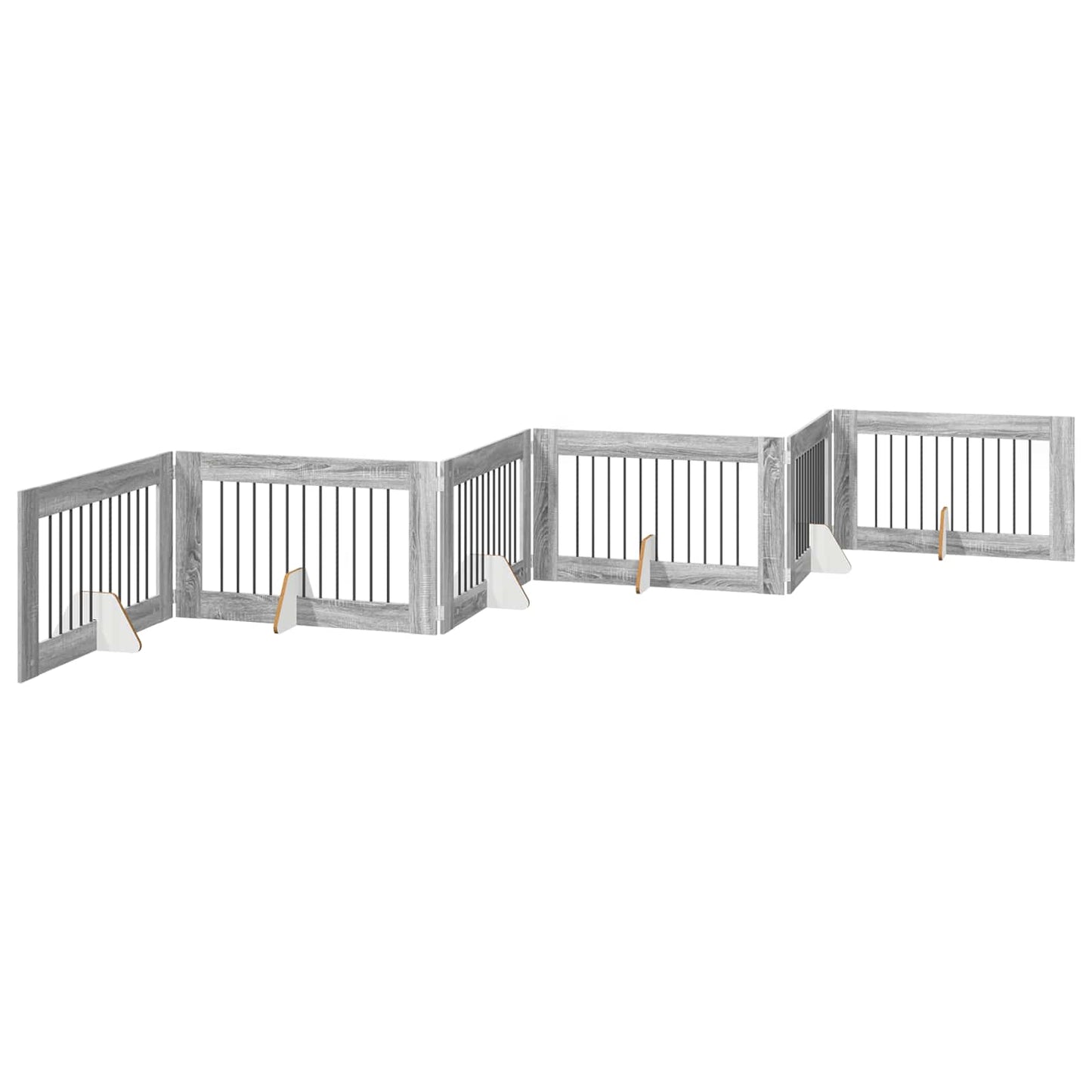 Cancello per cani con supporti 6 pcs Grigio Sonoma 100 x 60 cm | homemem39