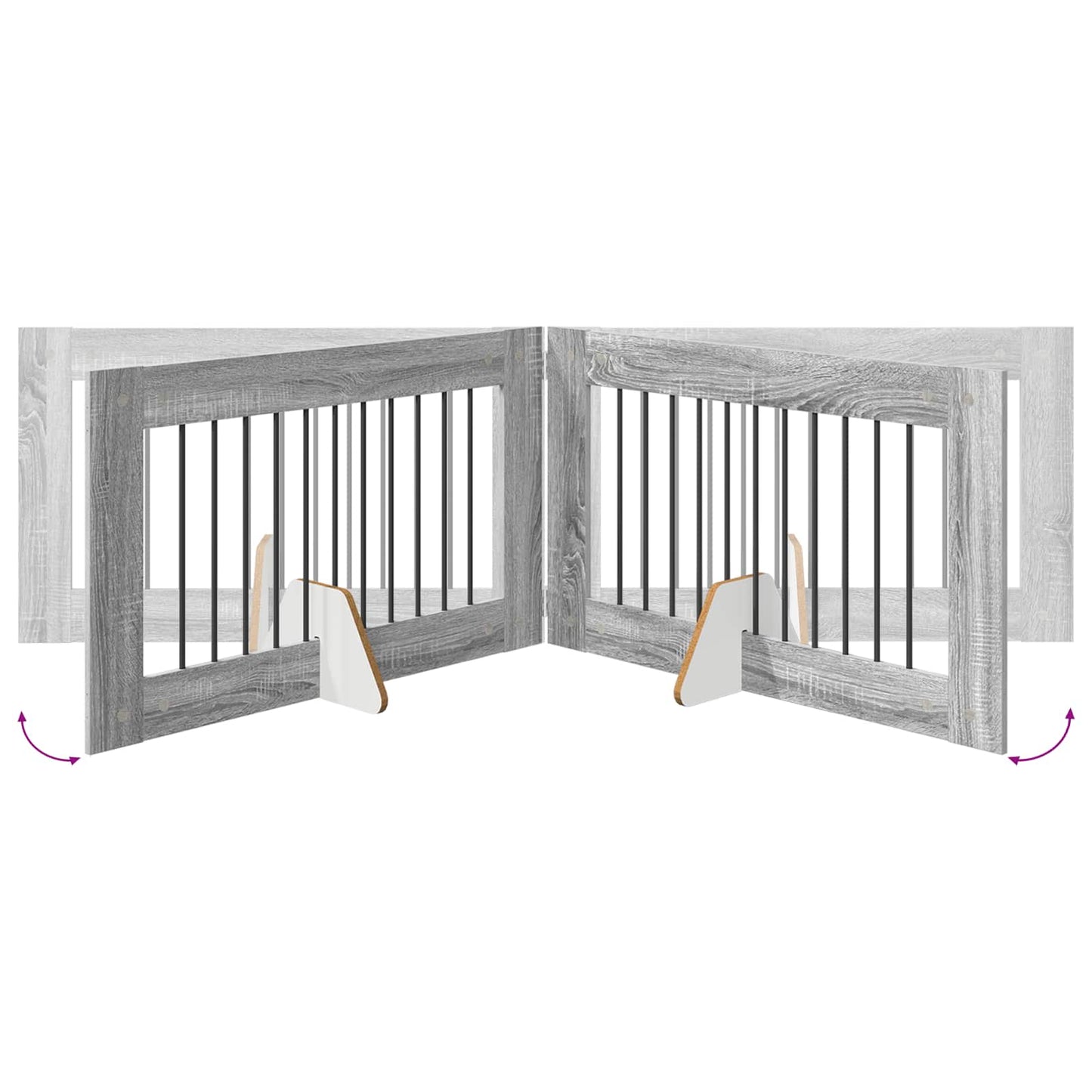 Cancello per cani con supporti 6 pcs Grigio Sonoma 100 x 60 cm | homemem39