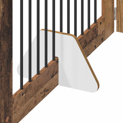 Cancello per cani con supporti 6 pcs Legno antico 100 x 60 cm | homemem39