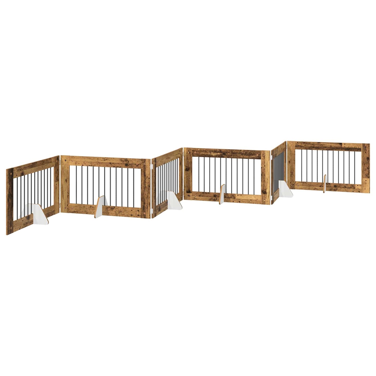Cancello per cani con supporti 6 pcs Legno antico 100 x 60 cm | homemem39