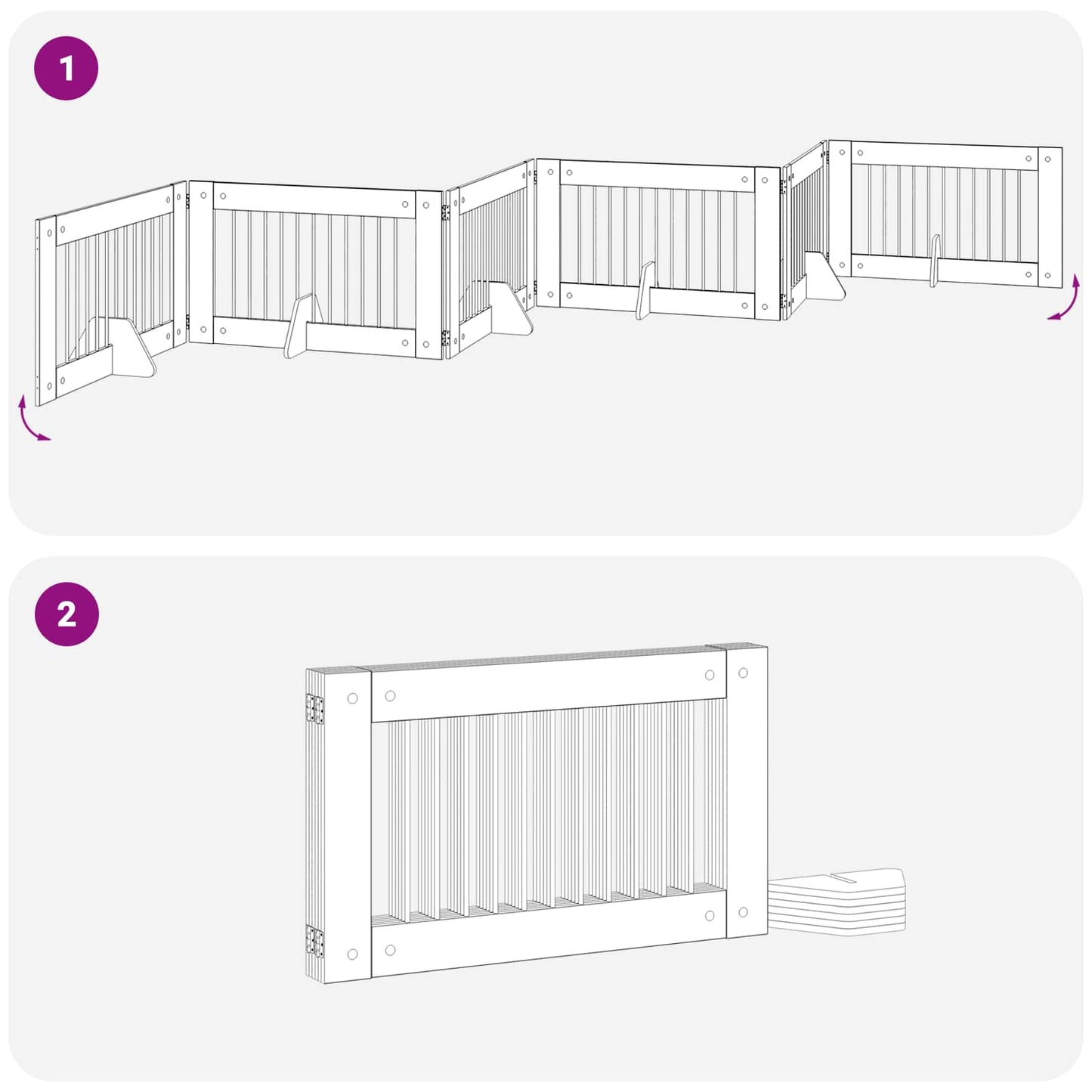 Cancello per cani con supporti 6 pcs Legno antico 100 x 60 cm | homemem39