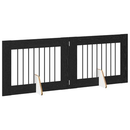 Cancello per cani con supporti 2 pcs Rovere Nero 80 x 60 cm | homemem39