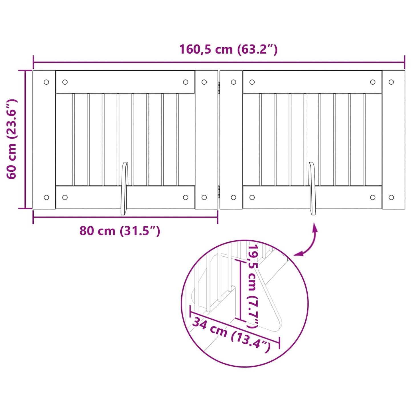 Cancello per cani con supporti 2 pcs Rovere Nero 80 x 60 cm | homemem39