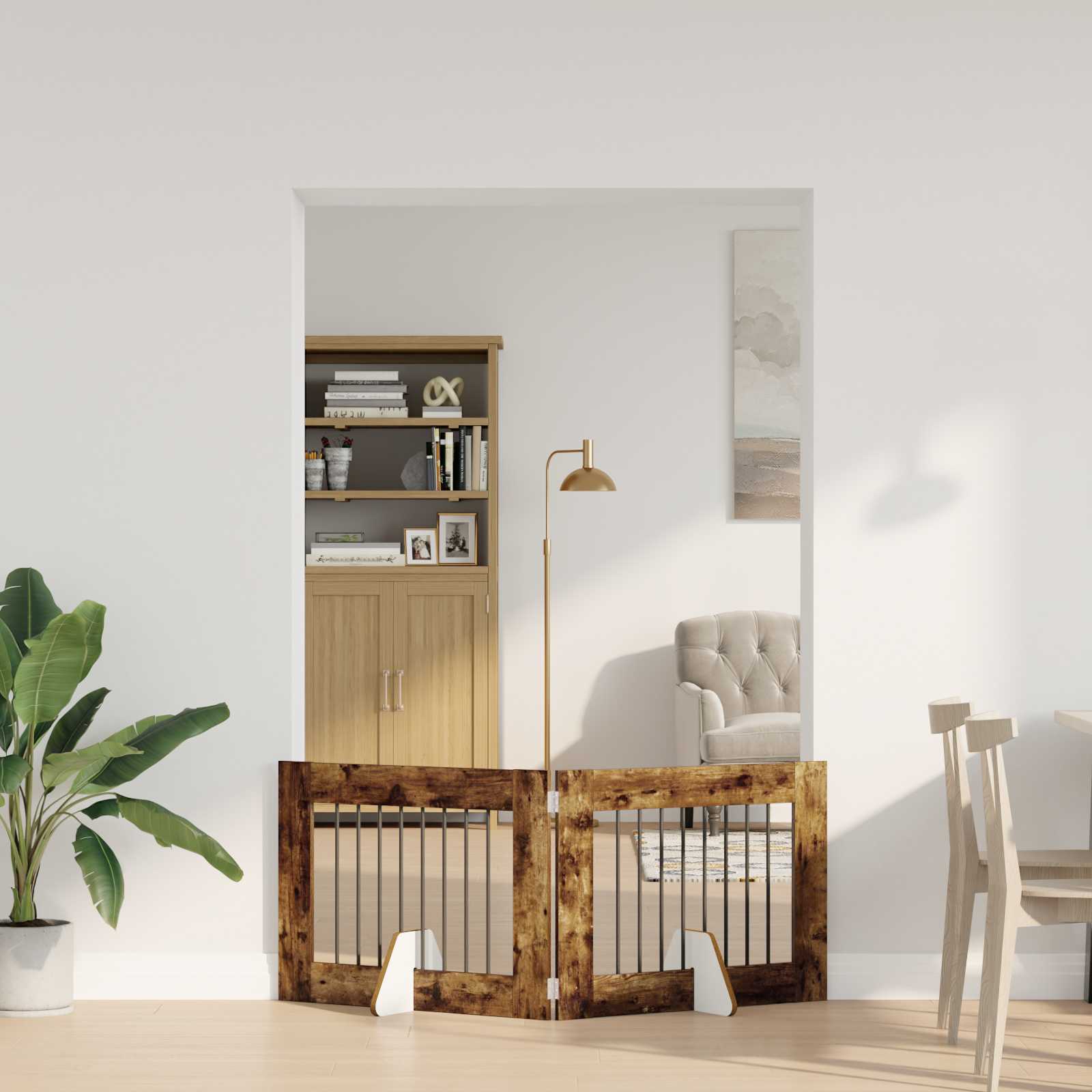 Cancello per cani con supporti 2 pcs Rovere Fumo 80 x 60 cm | homemem39