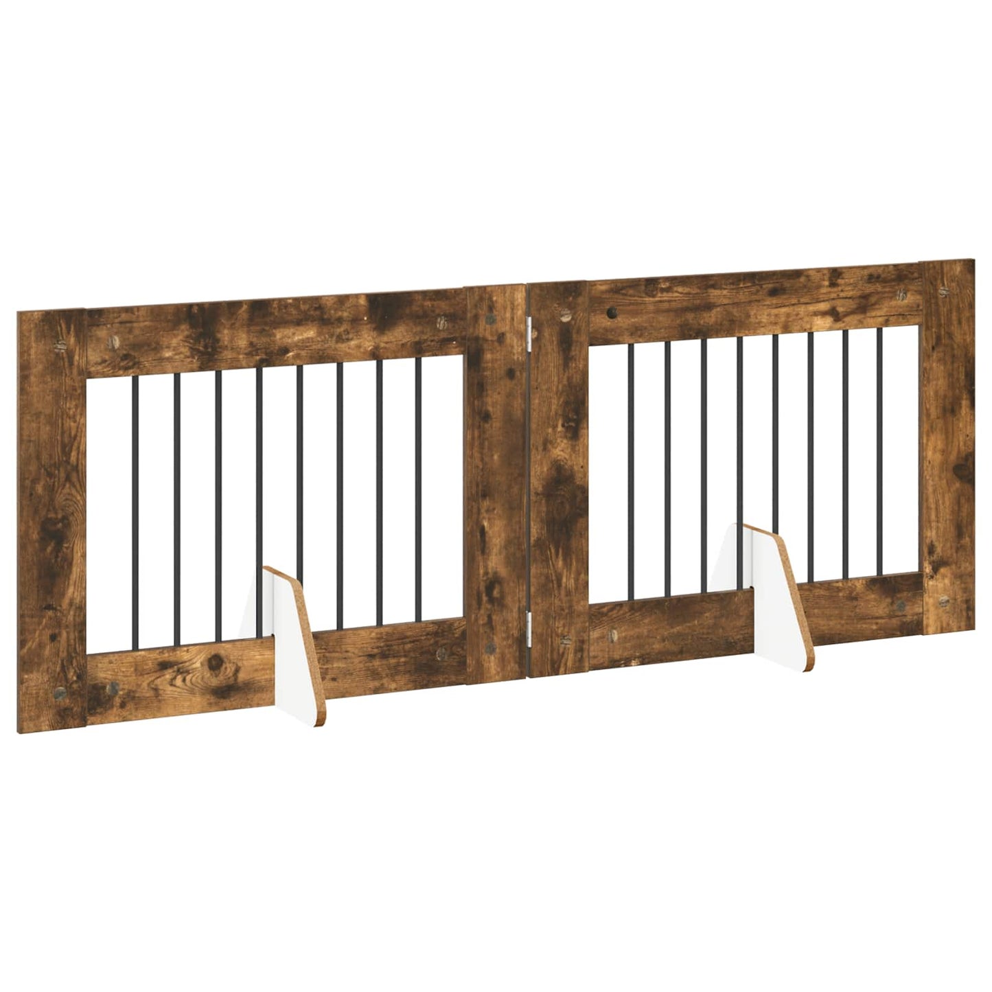 Cancello per cani con supporti 2 pcs Rovere Fumo 80 x 60 cm | homemem39