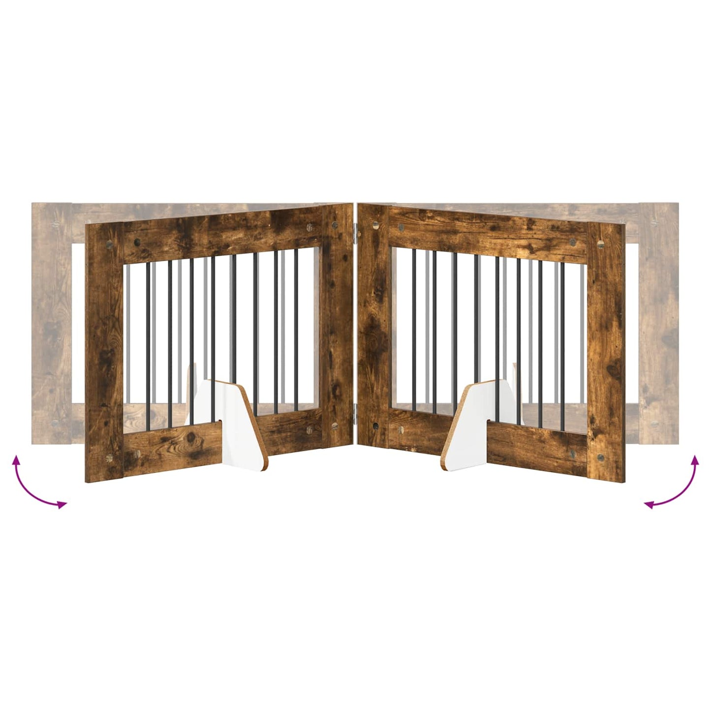 Cancello per cani con supporti 2 pcs Rovere Fumo 80 x 60 cm | homemem39