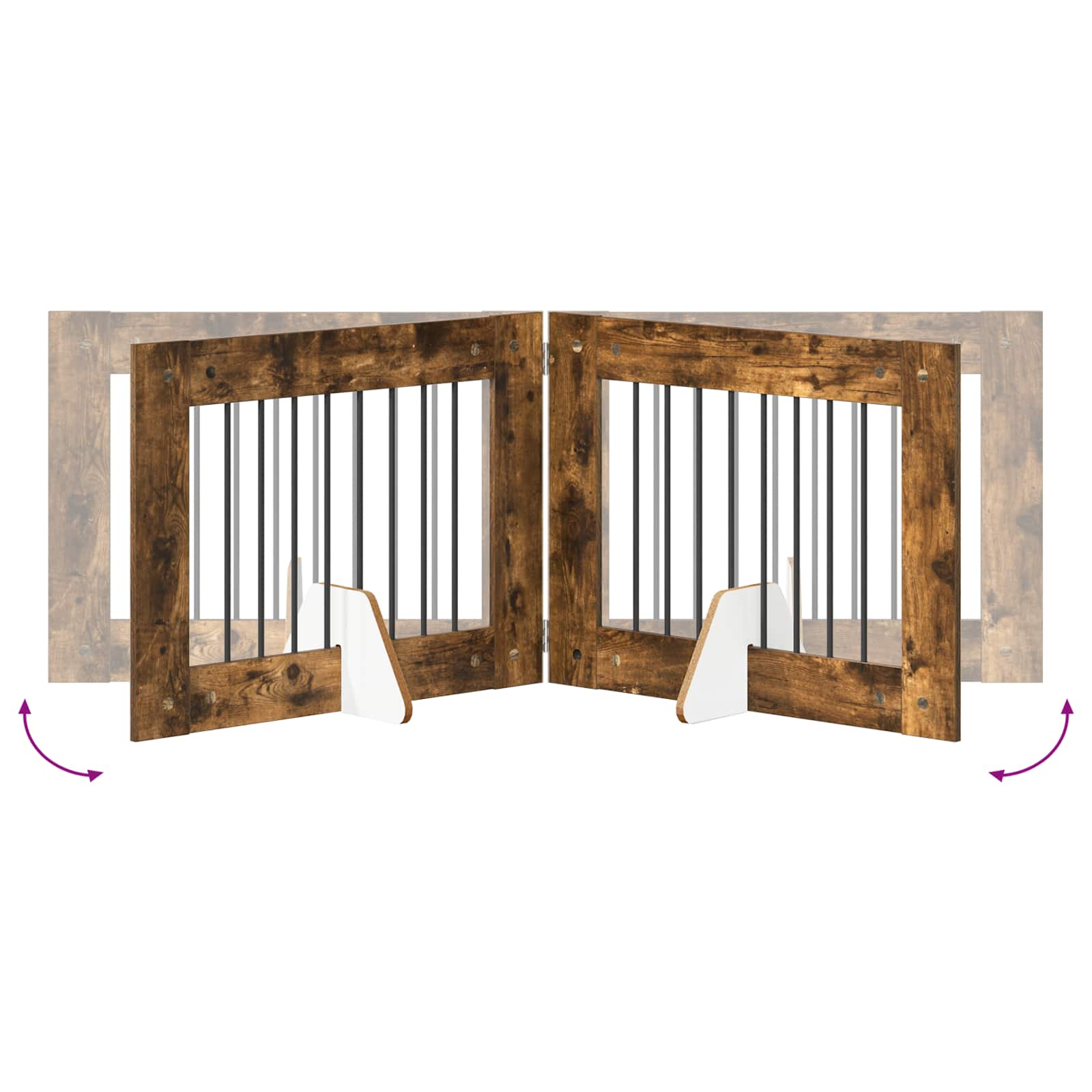 Cancello per cani con supporti 2 pcs Rovere Fumo 80 x 60 cm | homemem39