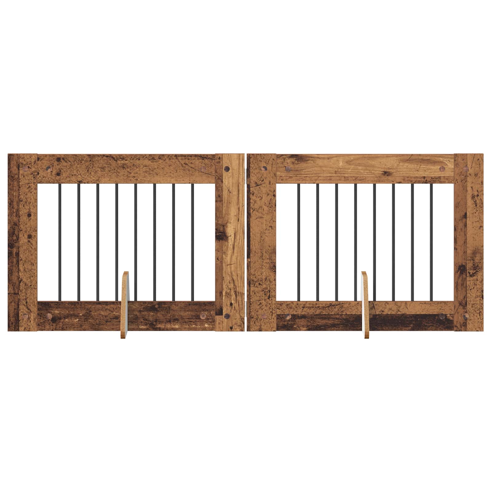 Cancello per cani con supporti 2 pcs Legno antico 80 x 60 cm | homemem39