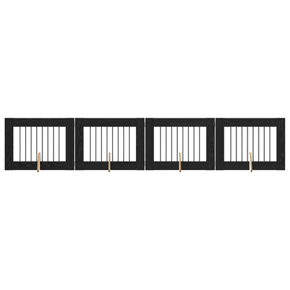 Cancello per cani con supporti 4 pcs Rovere Nero 80 x 60 cm | homemem39