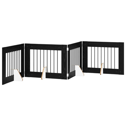 Cancello per cani con supporti 4 pcs Rovere Nero 80 x 60 cm | homemem39