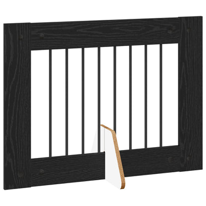 Cancello per cani con supporti 4 pcs Rovere Nero 80 x 60 cm | homemem39