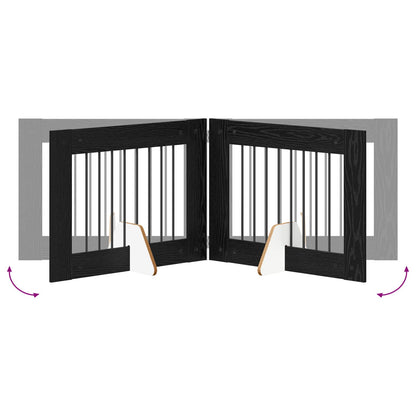 Cancello per cani con supporti 4 pcs Rovere Nero 80 x 60 cm | homemem39