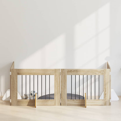 Cancello per cani con supporti 4 pcs Rovere Sonoma 80 x 60 cm | homemem39