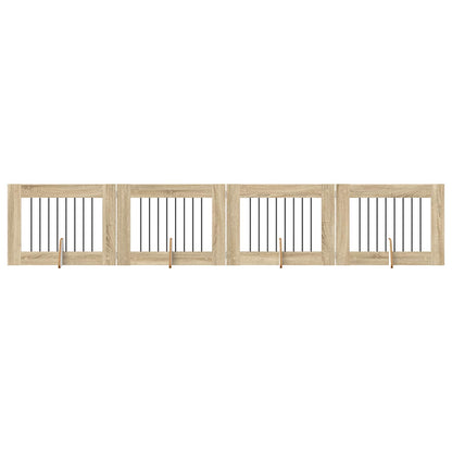 Cancello per cani con supporti 4 pcs Rovere Sonoma 80 x 60 cm | homemem39