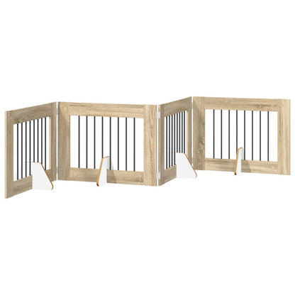 Cancello per cani con supporti 4 pcs Rovere Sonoma 80 x 60 cm | homemem39