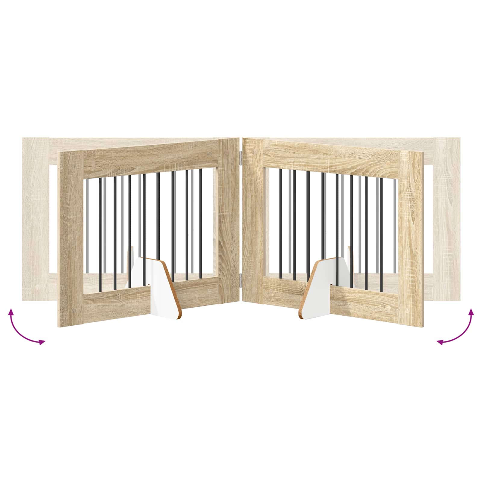Cancello per cani con supporti 4 pcs Rovere Sonoma 80 x 60 cm | homemem39