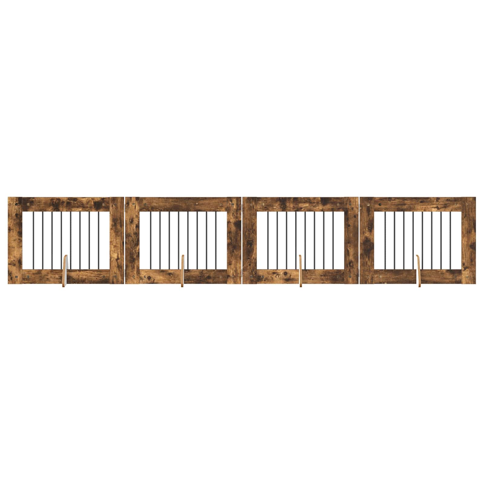 Cancello per cani con supporti 4 pcs Rovere Fumo 80 x 60 cm | homemem39